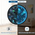 thumbnail image 5 of Voice Activated Clock with Glow Light 12 Inch Large Silent Wall Clock Battery Operated for Home Decor Blue-green Butterfly Pattern, 5 of 8