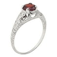 thumbnail image 2 of 10k White Gold Vintage Style Genuine Round Garnet Scroll Ring, 2 of 5