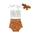 thumbnail image 2 of Kids Baby Girl Summer Set Outfits, Bow Tie Strap Tank Tops + Short Pants + Headband Set, 2 of 8
