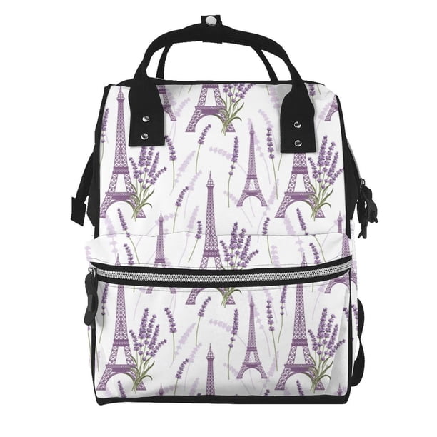 Disketp Lavender Flowers Mochila de Pañales de Gran Capacidad con Múltiples Bolsillos, Mochila de Viaje Multifuncional para Bebé, Unisex, Moderna y Resistente
