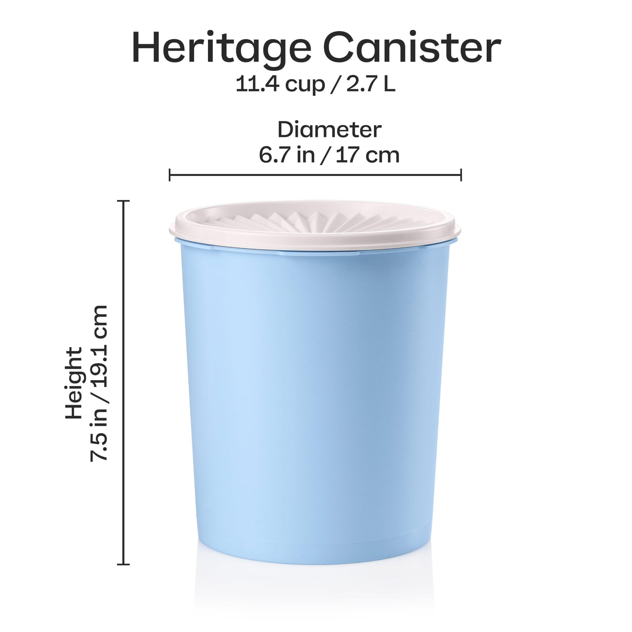 (3 pack) Tupperware Heritage 11.4-Cup Food Storage Canister with Lid, Blue