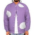 thumbnail image 4 of Light Purple And White Polka Dots Pattern Baseball Jersey Fashion Ribbed Sleeve Man Women's Jacket Motion Tops XXS-6XL, 4 of 7