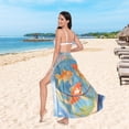 thumbnail image 6 of FORMRS Womens Long Sarong Beach Wrap Semi-Sheer Bikini Skirt Bathing Swimsuit Cover Up, Art Goldfish, 6 of 7