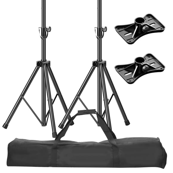 EMART Speaker Stand Pair- Heavy Duty Metal Tripod Base,Adjustable Height 39” to 77” Weight Capacity 110lbs,Folding Univ