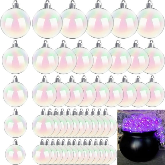 24 PCS Christmas Iridescent Ornaments,Clear Plastic Bubbles Hanging Filled Ornaments,Christmas DIY Hanging Rainbow Ball 1.6in for Xmas Tree Wedding Party Birthday Home Decorations