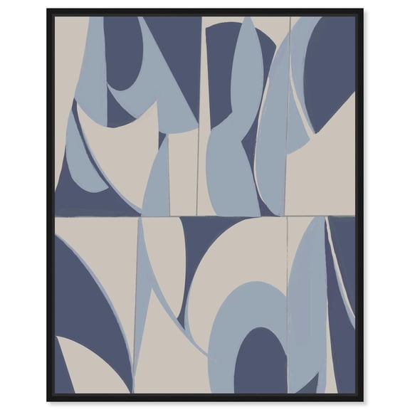 Modern Shapes Canvas Print Blue Wall Decor by Notoriart, Black Frame, 16 x 20