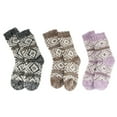 thumbnail image 2 of Women's Extra Large Thick Comfy Vintage Knitted Colorful Fur Patterned Cabin Crew Casual Insulated Furry Winter Slipper Sweater Socks - Assortment C - 3prs, Size 10-13, 2 of 3