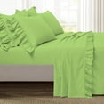 thumbnail image 3 of 4 Piece Corner Ruffle Sheet Set, 3" Inch Corner Ruffle On Flat Sheet, 26 Inch Deep Pocket, 100% Egyptian Cotton, 800 TC, King Size, Solid Sage, 3 of 6