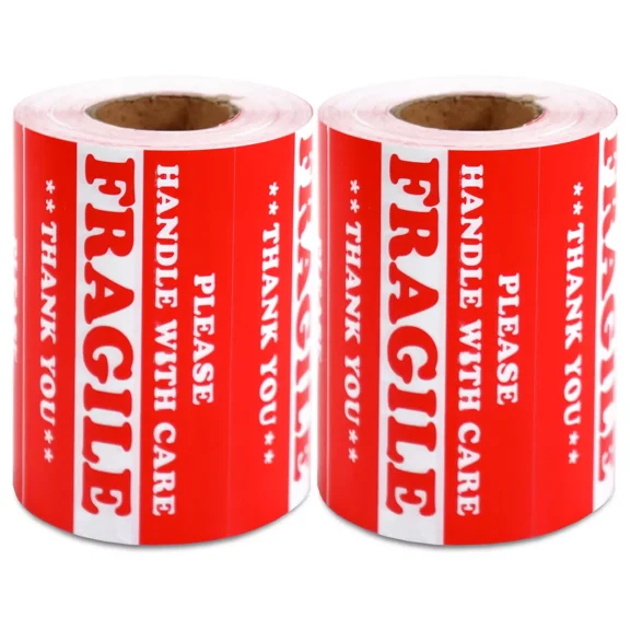 OPAL- 1000 Pieces 3" X 5" Handle With Care Fragile Label Sticker Self Adhesive Warning