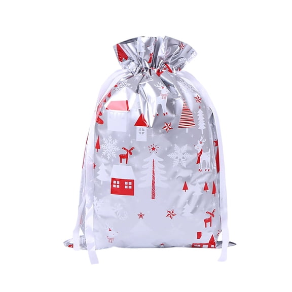 35pcs Christmas Gift Bags – Drawstring Aluminum Foil Candy & Gift Storage Bags – Reusable Holiday Treat Packaging for Kids, Parties & Stockings