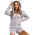 thumbnail image 3 of yoeyez Christmas Onesie Pjs Womens Cute Ear Hooded Fleece Pajamas Outfit Adult One-piece Pajama Zipper Short Rompers Bodysuit Sleepwear, 3 of 7