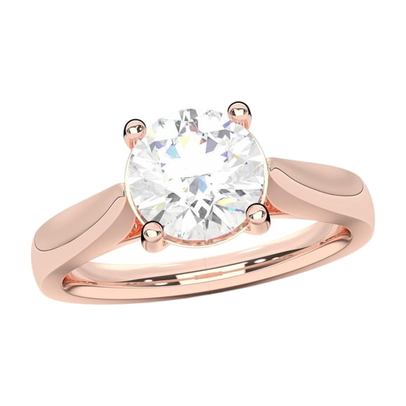 KEEVA JEWELS 3.00 Carat Round Moissanite Solitaire Engagement Ring for Women Made in Rose 18K Gold Plated Silver Size 10.5