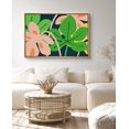 thumbnail image 2 of PixonSign Framed Canvas Print Wall Art Green & Pink Leaves Botanical Wilderness Illustrations Modern Art Chic Colorful Multicolor Pastel for Living Room, Bedroom, Office - 24"x36" Natural, 2 of 5
