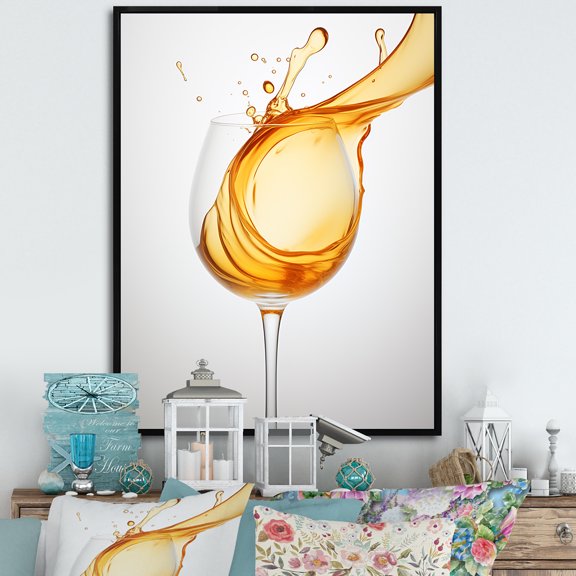 Designart "Notes Of Nectar" Wine Floater Framed Wall Art Prints