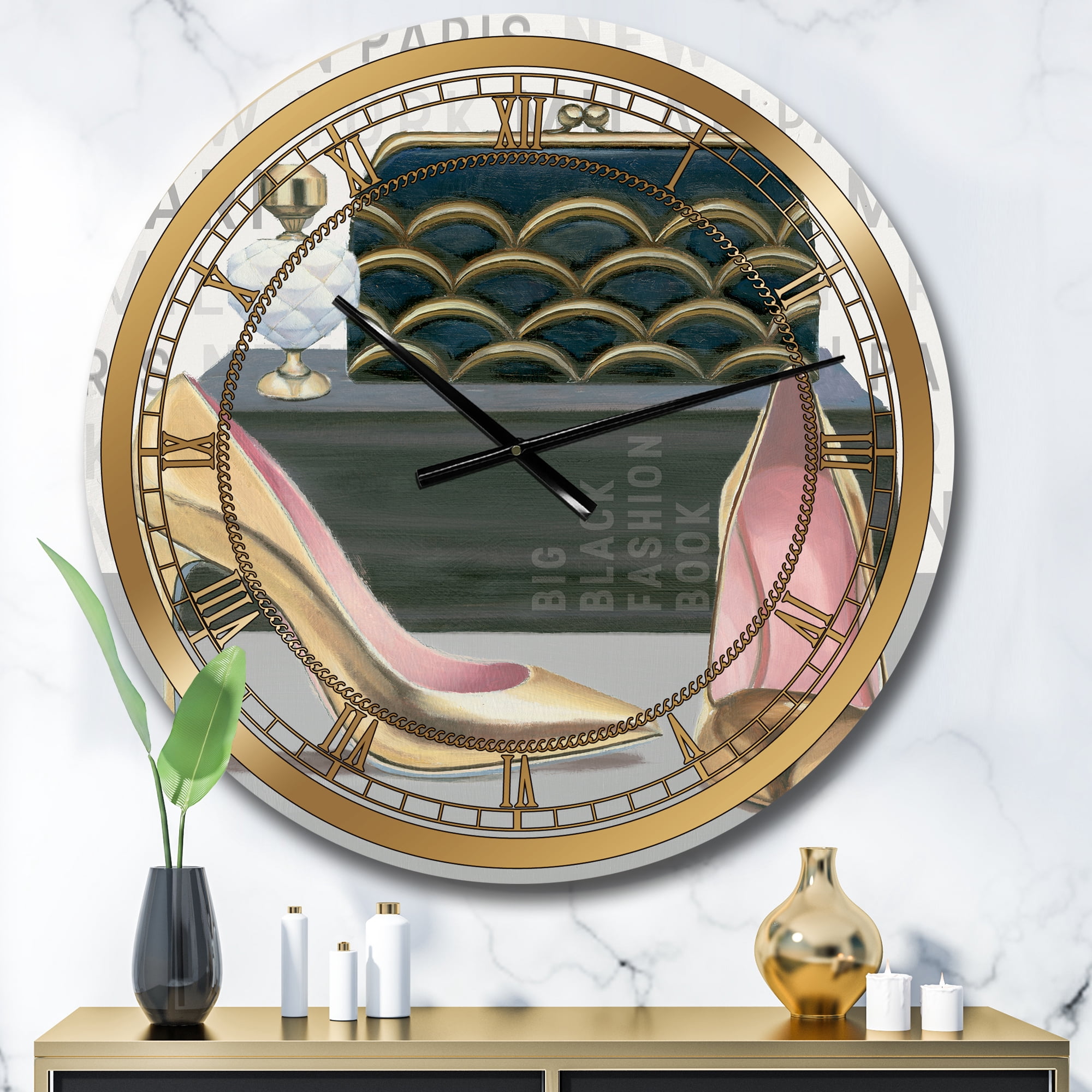Designart 'Glam fashion High Heels IV' Glam wall clock