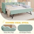 thumbnail image 4 of avobird Cozy Gingham Daybed with Trundle Twin Size Sofa Bed for Living Room, Sleeper Sofa with USB Port and Adorable Wave Shaped, Linen Fabric, Cyan, 4 of 6