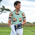 thumbnail image 3 of Honeii Fox print Polo Shirt, a classic short-sleeved, button-down golf shirt designed for men3X-Large, 3 of 6