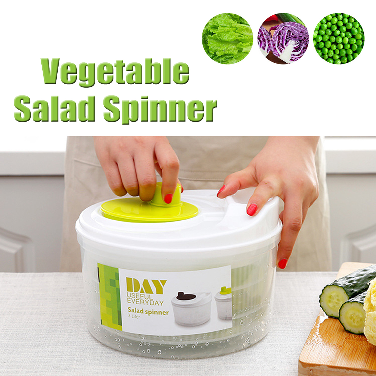 Salad Spinner Manual Lettuce Washer Fruits and Vegetables Dryer with