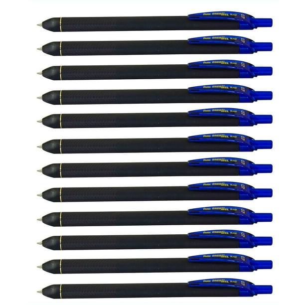 Bolígrafo de gel Pentel EnerGel Kuro, 0,7 mm, tinta azul mediana, paquete de 12