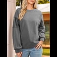 thumbnail image 4 of Sudadera Informal de Gran Tamaño para Mujer, Cuello Redondo, Bloques de Color, Holgada, Tipo Jersey. Gris XXL, 4 of 8