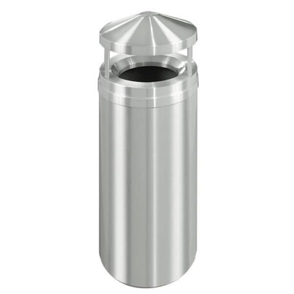 Sturdy Essentials 12 Gallon Satin Aluminum Waste Receptacle | Heavy-Duty Commercial Trash Bin | Rust & Tarnish Resistant | Durable Indoor Waste Container | (Canopy Top)