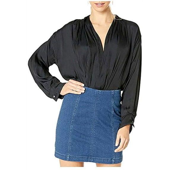 Free People Womens Ladylike Thong Bodysuit Jumpsuit, Black, X-Small