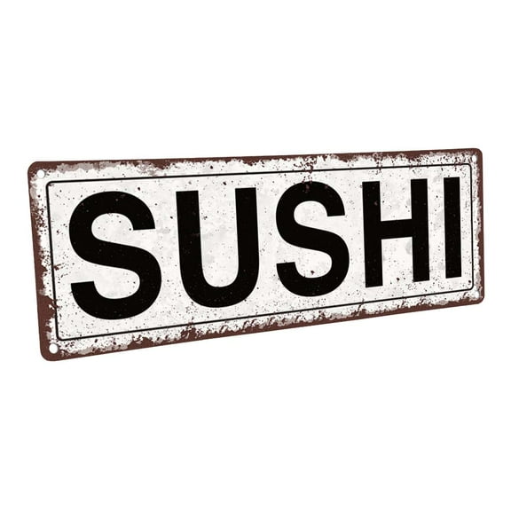 Sushi 4"x12" Metal Sign, Wall Décor for Home and Office