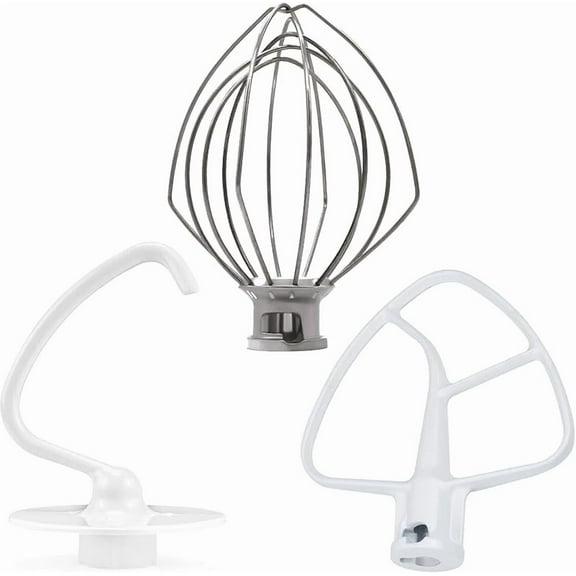 3 Pieces Stand Mixers Repair Set for Kitchen Tilt-Head Stand Mixers K45DH Dough Hook K45B Coated Flat Blade Paddle K45WW Wire Whip Compatible with kitchen aid Mixers Accessories