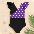 thumbnail image 6 of yoeyez Toddler Kids Swimsuit Girl Cute Ruffle Strap Bathing Suit Polka Dots One Piece Swimsuits Color Block Padded Tummy Control Swimwear 7-16Y, 6 of 7