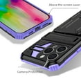 thumbnail image 4 of Heavy Duty Case for iPhone 16 Pro Max Credit Card Slot Holder Kickstand Bracket Cover, Military Grade Dual-Layers Rugged PC Shockproof Anti-Scratches Lens Protection Case, Purple, 4 of 9