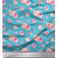 thumbnail image 2 of Soimoi Rayon Fabric Leaves & Camellias Floral Print Fabric by Yard 42 Inch Wide, 2 of 3