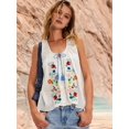 thumbnail image 5 of Women 'S Tie Front Tank Top Y2k Floral Babydoll Crop Vest Going Out Camisole Blouse Shirt White L, 5 of 9