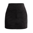 thumbnail image 4 of Sevevn Women's High Waist Faux Suede Bodycon A-Line Short Mini Skirt Black XL, 4 of 8