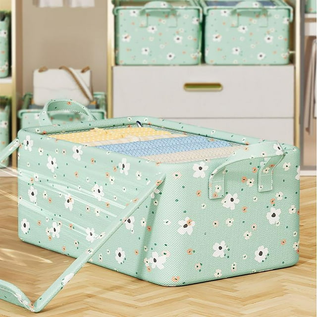 HIGERH Folding Wardrobe Storage Box | Sweater Pants Organizer Drawer | Portable Large Capacity Non-Woven Fabric Box with Double Zipper