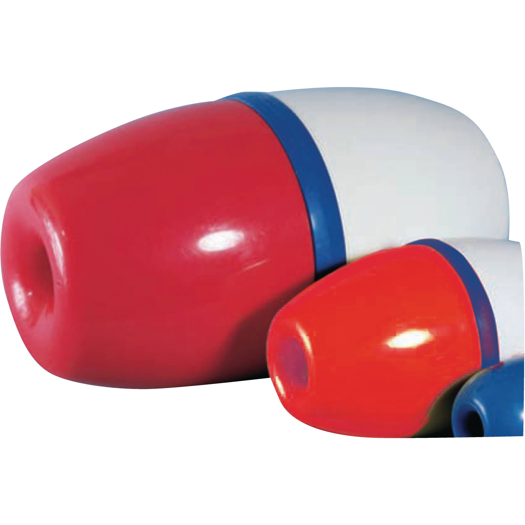 Jim-Buoy 1502 Lok-On Rope Float, 5" Dia. x 9"L, Red and White with Blue Center Band by Cal-June