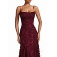 thumbnail image 2 of Women'S Maxi Dresses Wedding Guest Dress A-Line Long Square Neck Backless Sling for Beach Wine Red L, 2 of 9