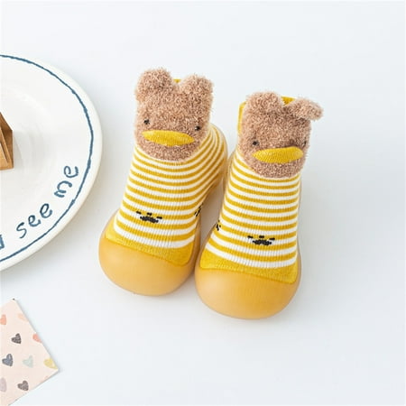 

Gubotare Baby Booties Baby Cotton Booties Stay On Slipper Winter Warm Soft Shoes Non-Skid Ankle Boots Crib Shoes Yellow 18 Months