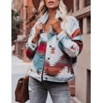 thumbnail image 2 of Womens Aztec Shacket Button Down Boho Western Retro Distressed Shirt Jacket, 2 of 7