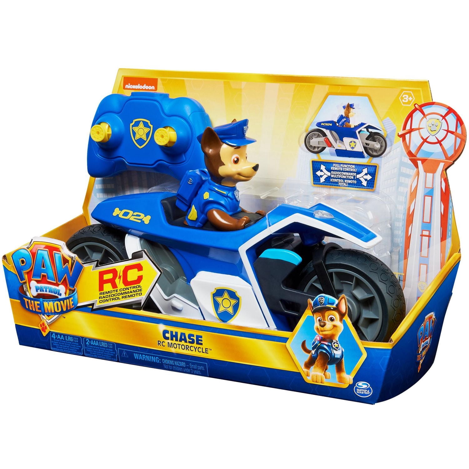PAW Patrol, Chase RC Movie Motorcycle, Remote Control Car Kids Toys for Ages 3 and up