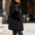 thumbnail image 6 of Vdgthytj Puffer Vest Women Full Zip Stand Collar Diamond Quilted Mid-Length Short Sleeve Gilet Winter Warm Casual Outerwear with Pockets(3X-Large,Black), 6 of 7