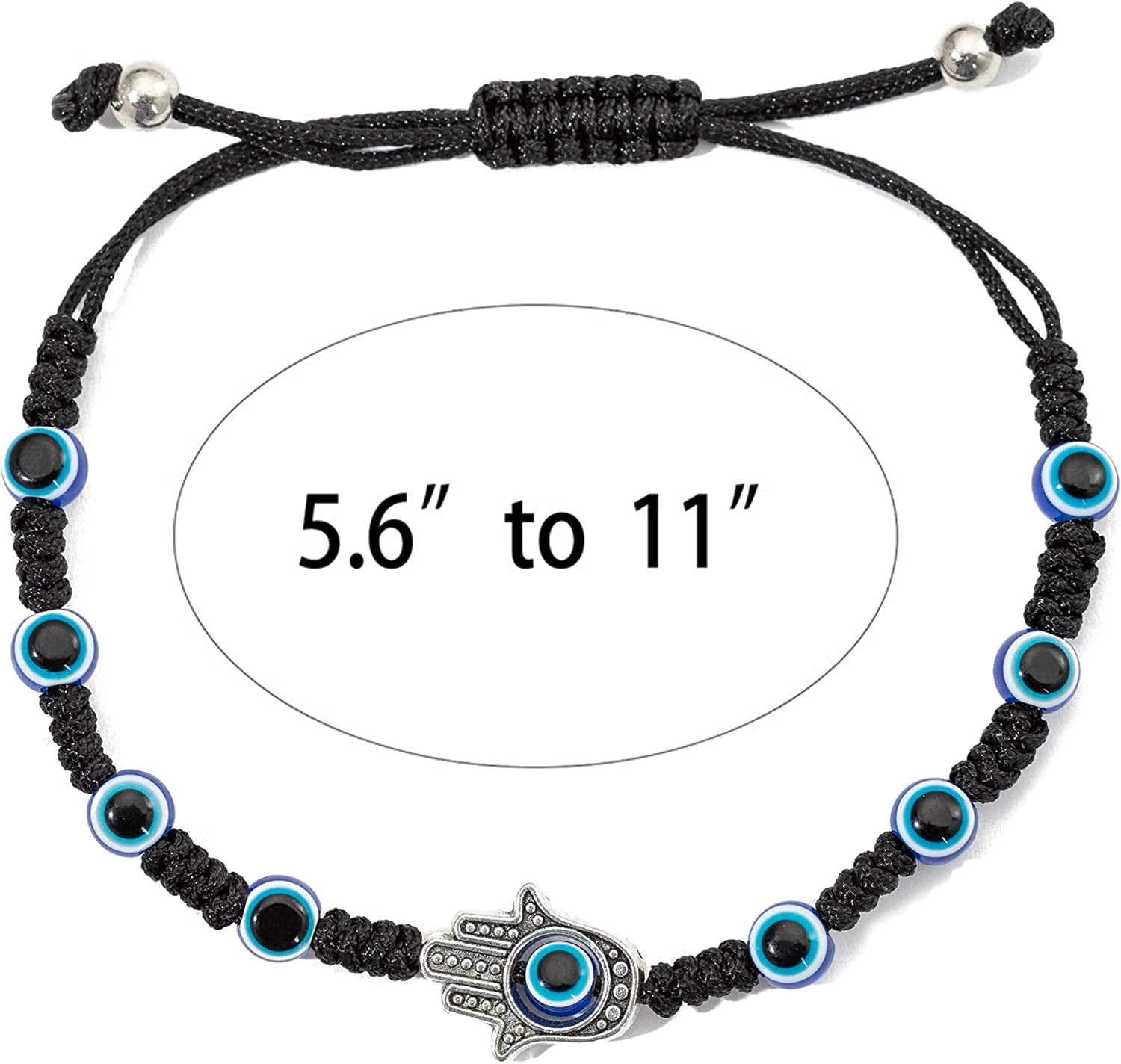 Buy Jyokrish Handmade Adjustable Black thread Metal Silver Turtle 2 Blue evil  eye Bracelet, For, Men Women, Girls, Boys, Nazariya, Pack of 1, Lucky  Protection, Workwear