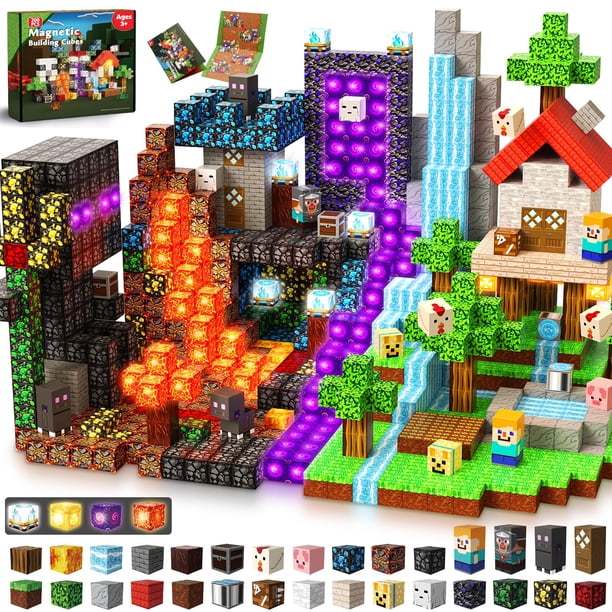 GraceDuck 200 piezas de bloques magnéticos para construir con luces