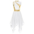thumbnail image 3 of TiaoBug Women's Color Block Lyrical Dance Dress Sleeveless Irregular Tulle Dress Dancewear White M, 3 of 7