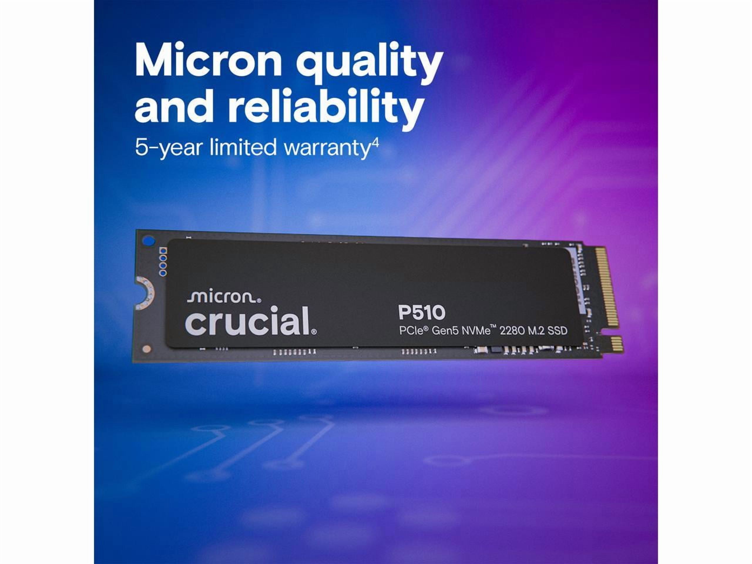 Crucial P510 2TB NVMe PCIe Gen5 M.2 2280 Internal Gaming SSD