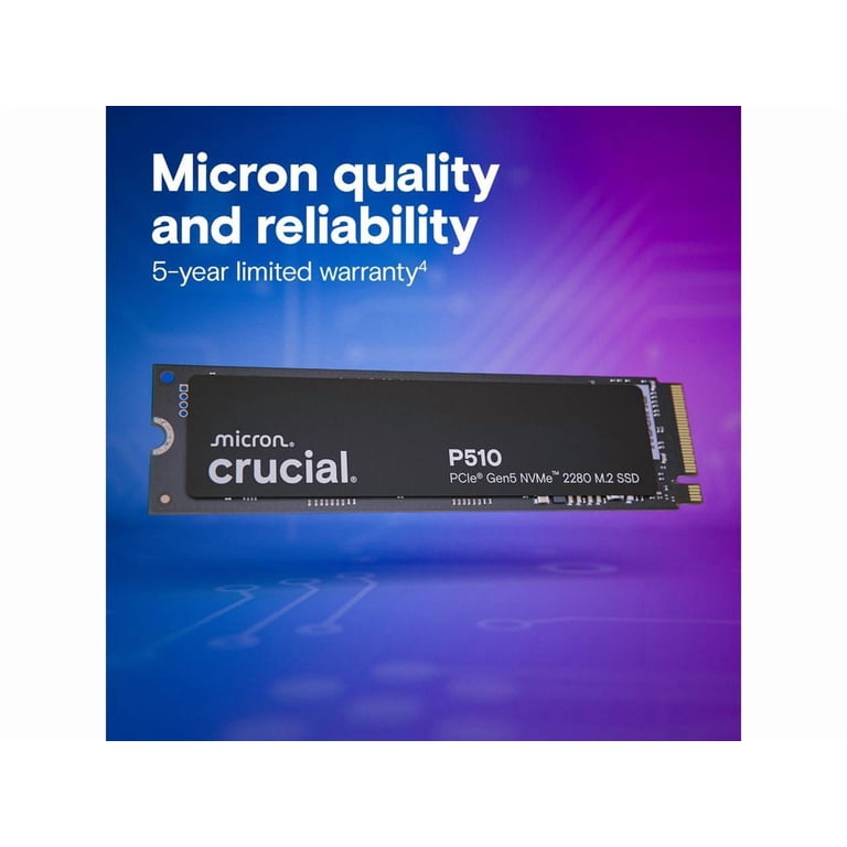 Crucial P510 1TB NVMe PCIe Gen5 M.2 2280 Internal Gaming SSD
