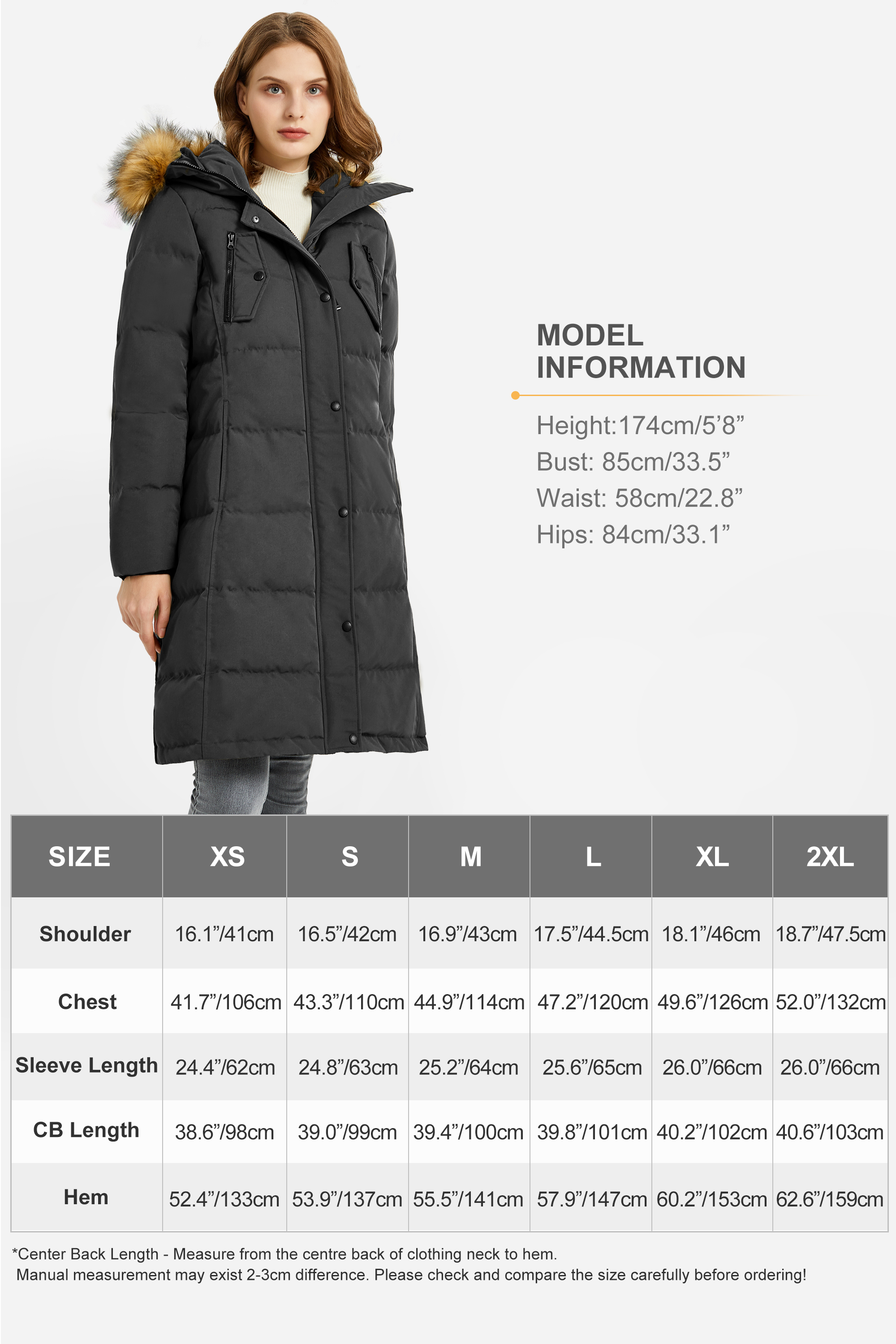 Orolay Women's Down Jacket Winter Long Coat Windproof Puffer Jacket with Fur Hood - image 5 of 5