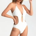 thumbnail image 5 of UTSJKR Women's One Piece Swimsuits Monokinis Cutout High Waisted Tummy Control Bathing Suit Tie Back Beach Holiday Swimwear White XL, 5 of 7