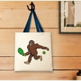 thumbnail image 3 of Funny Pickleball Gifts Sasquatch Playing Pickleball Navy Handle Canvas Tote Bag, 3 of 3