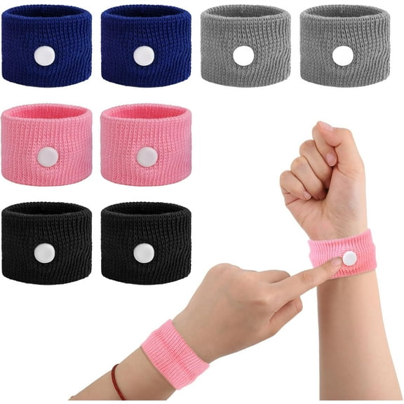 Motion Sickness Relief Bands, 8pcs Motion Travel Sickness Wristbands Natural Acupressure Nausea Relief Wristband for Pregnancy Morning Car Sea Flying Trip Dizziness Anxiety