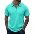 thumbnail image 2 of Dresfit Quarter Zip Polo Shirts Men Collared Short Sleeve Big and Tall Shirt 2026 Summer Chest Pocket Work T-Shirt Breathable Lightweight Business Tees Turquoise 3XL, 2 of 6
